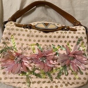 Valentino Pink Polka Dot Floral Shoulder Bag